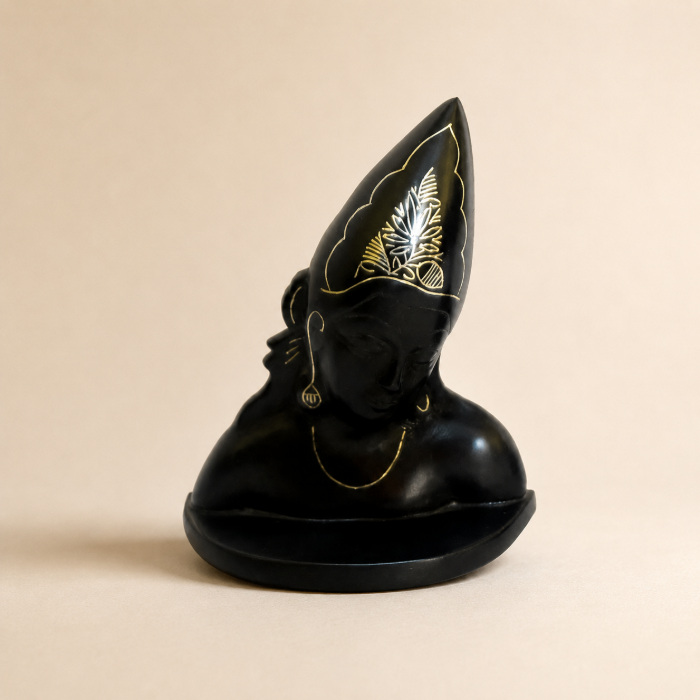 Handcrafted Bidri Pure Silver Wire Inlay Ajanta Statue – 4 Inch thumbnail 2