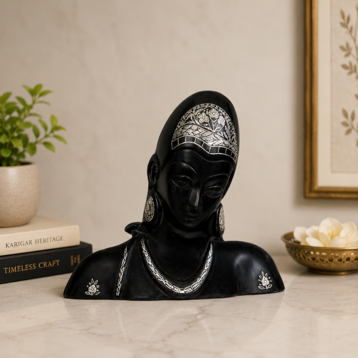 Premium Bidri Pure Silver Wire Inlay Allora Décor Piece – 10 Inch thumbnail 2