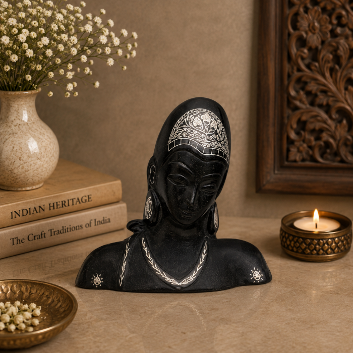 Premium Bidri Pure Silver Wire Inlay Allora Décor Piece – 10 Inch thumbnail 3