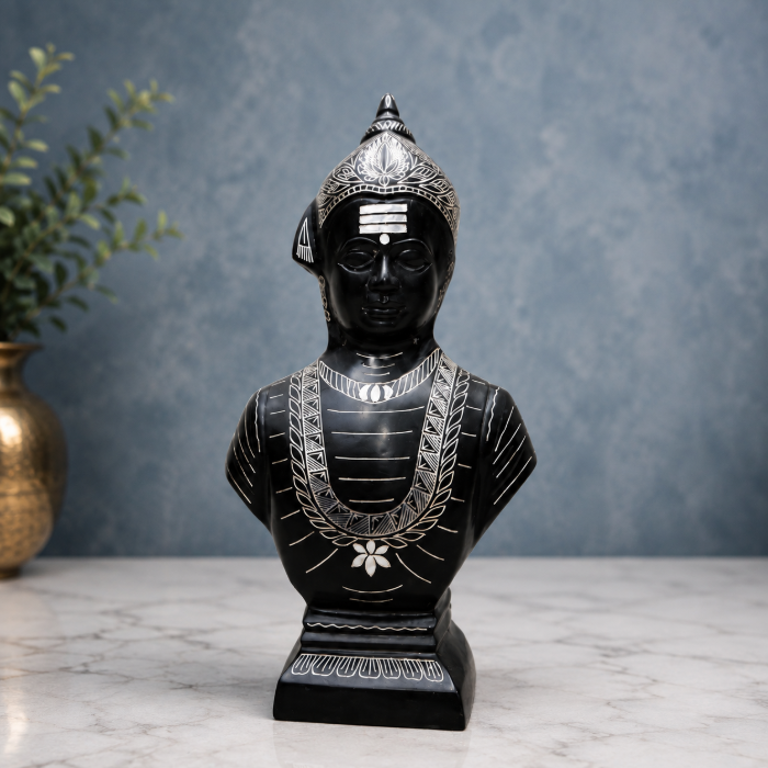 Handcrafted Bidri Lord Basavanna Statue with Pure Silver Sheet & Wire Inlay – 2.5 Kg thumbnail 3