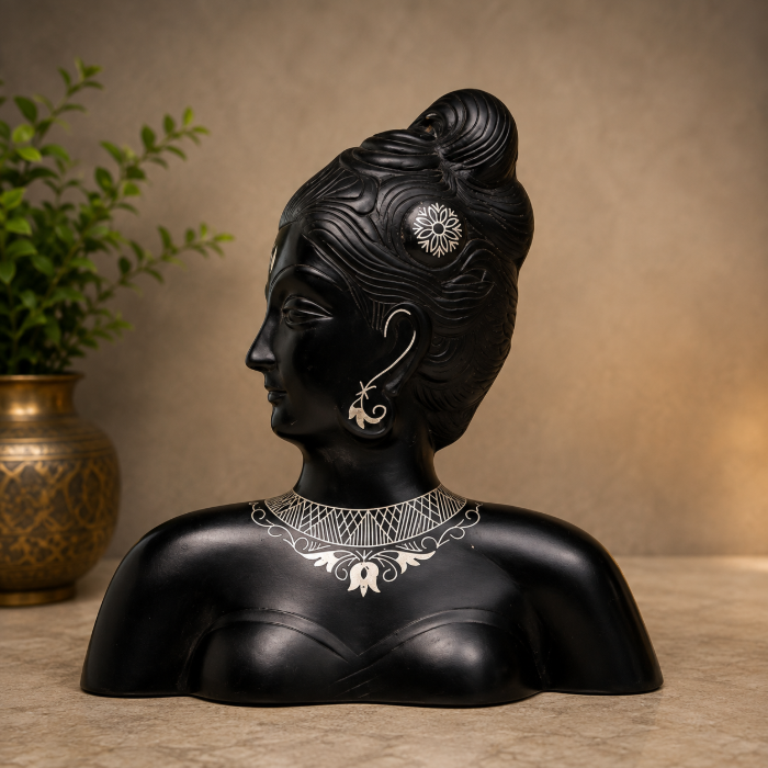 Handcrafted Bidri Parvati Wall Art with Pure Silver Wire & Sheet Inlay – 7 Inches thumbnail 2