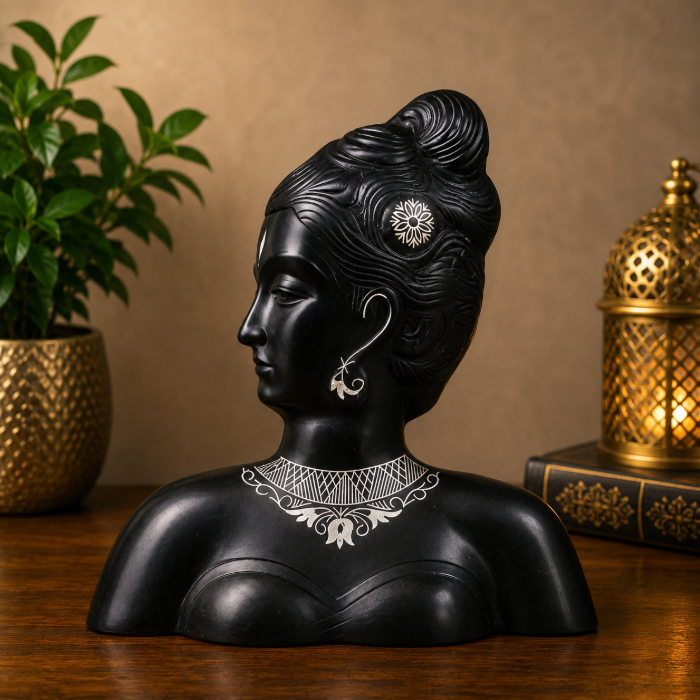 Handcrafted Bidri Parvati Wall Art with Pure Silver Wire & Sheet Inlay – 7 Inches thumbnail 3