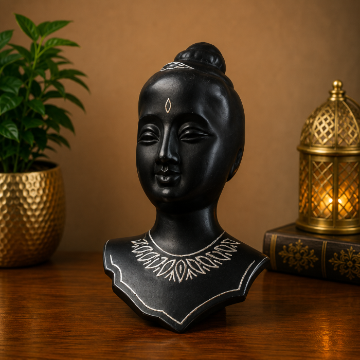 Handcrafted Bidri Mohini Showpiece with Pure Silver Wire Inlay – 4 Inches thumbnail 2
