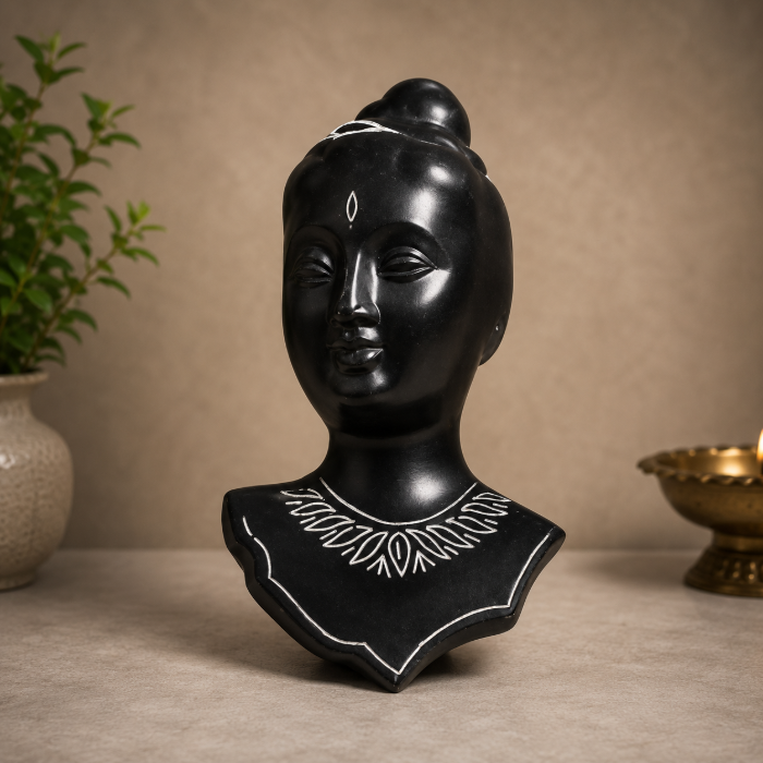Handcrafted Bidri Mohini Showpiece with Pure Silver Wire Inlay – 4 Inches thumbnail 3