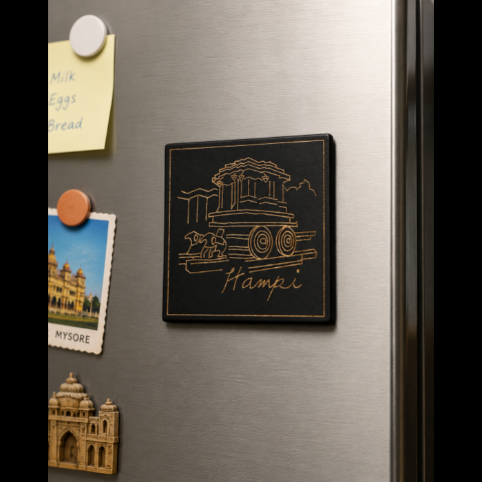 Handcrafted Bidri Pure Copper Wire Inlay Fridge Magnet – 3 Inch thumbnail 3