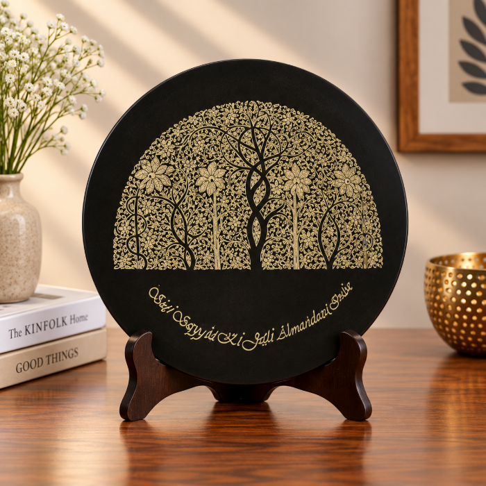 GI Tagged Bidri Silver Inlay Decorative Plate – Pure Silver Wirework | 8 Inch thumbnail 2