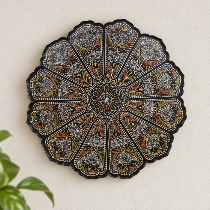 Bidri Decorative Plate – Pure Silver Wire Inlay Design | 8 Inch thumbnail 3