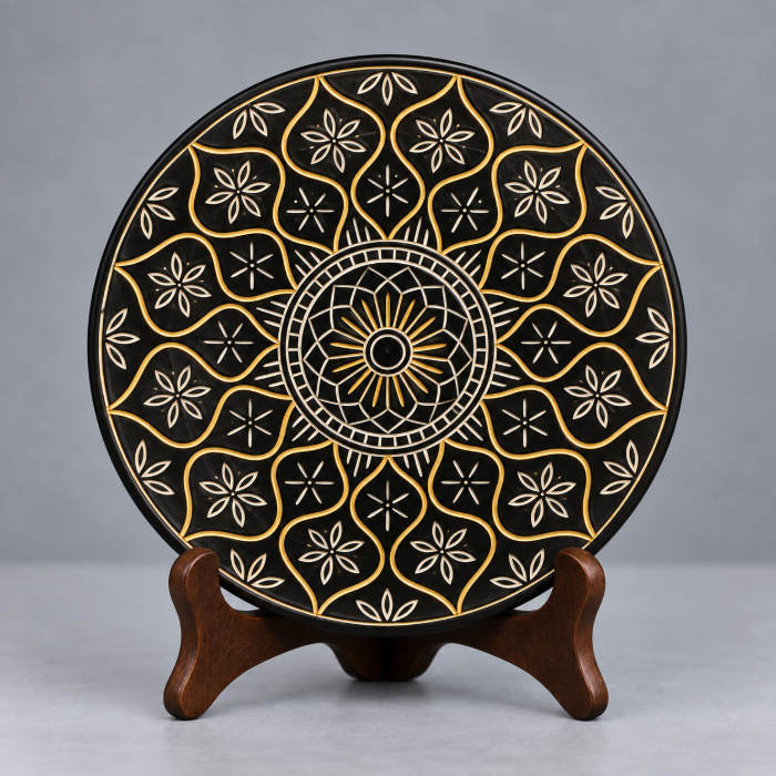 Bidri Mughal Series Decorative Plate – Pure Silver & Brass Inlay | 4 Inch
