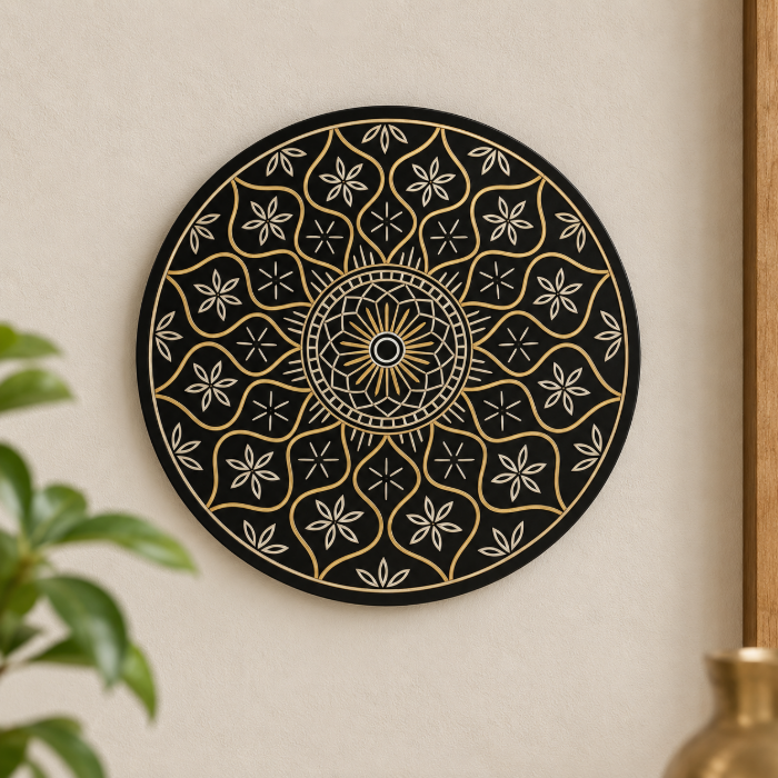 Bidri Mughal Series Decorative Plate – Pure Silver & Brass Inlay | 4 Inch thumbnail 3