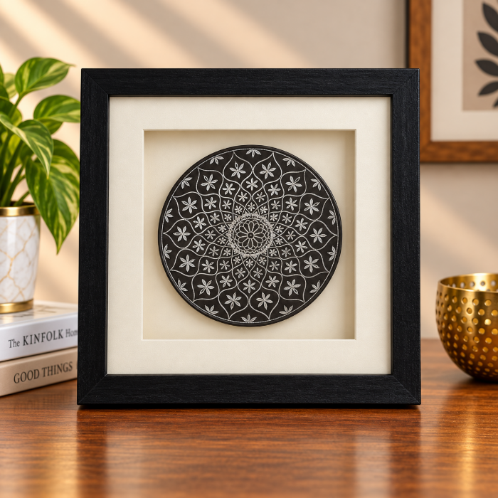 Bidri Pure Silver wire Inlay Wall Hanging Plate – 10 Inch thumbnail 2