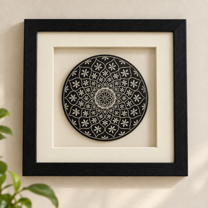 Bidri Pure Silver wire Inlay Wall Hanging Plate – 10 Inch thumbnail 3