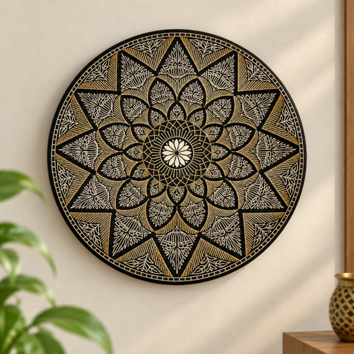 Bidri Decorative Plate – Pure Silver Wire Inlay | 8 Inch thumbnail 3