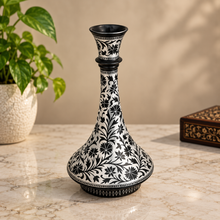 Handcrafted Bidri Ware Pure Silver Inlay Decorative Piece – 9 Inch thumbnail 3