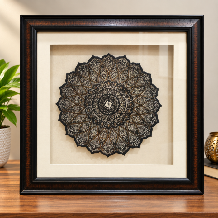 Plate Shape Silver Inlay Photo Frame – Handcrafted Wall Décor thumbnail 3
