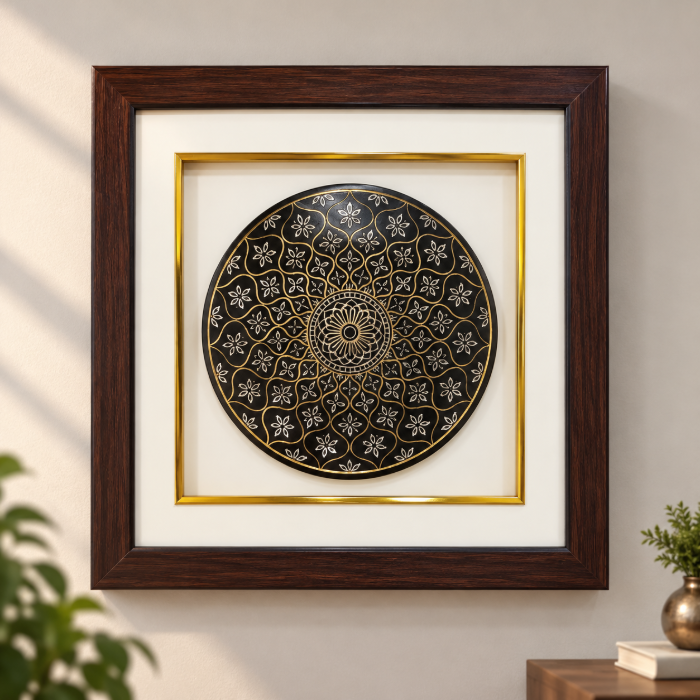 Mughal Design Plate Silver Inlay Photo Frame – Traditional Wall Décor thumbnail 2