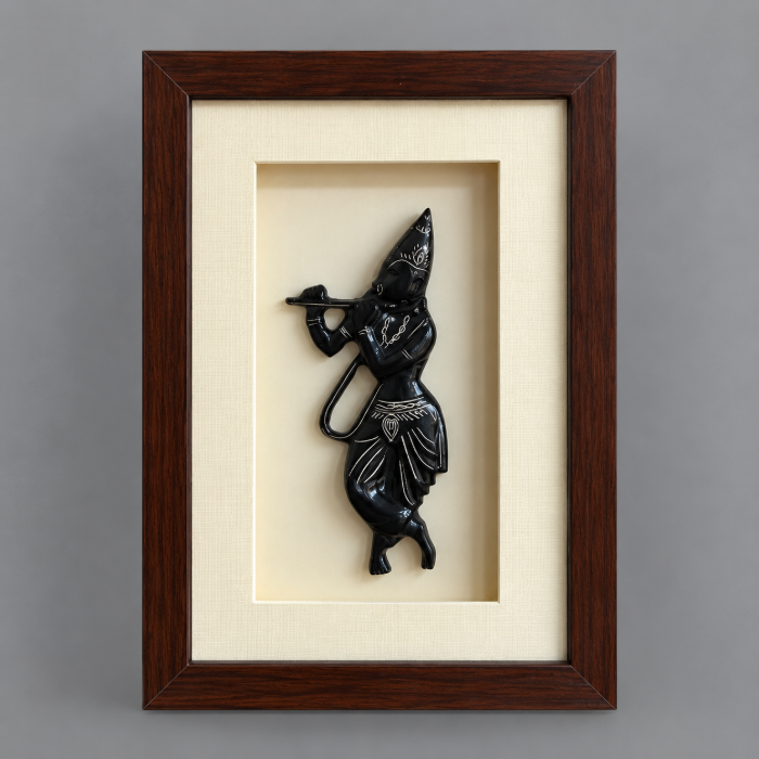 Krishna Silver Inlay Photo Frame – Handcrafted Wall Décor