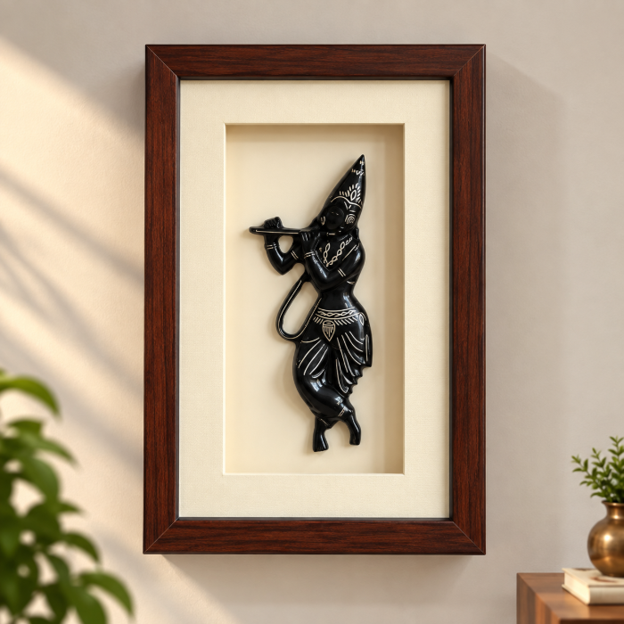Krishna Silver Inlay Photo Frame – Handcrafted Wall Décor thumbnail 2
