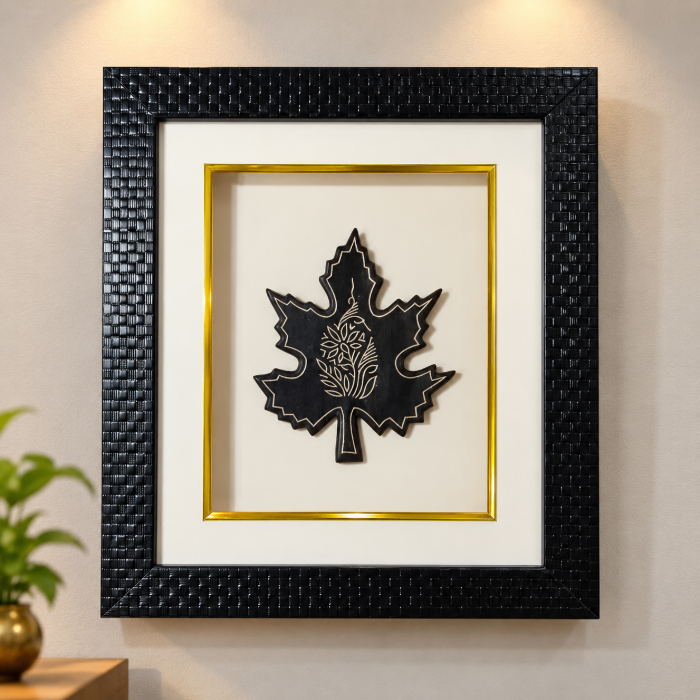 Leaf Shape Silver Inlay Photo Frame – Handcrafted Wall Décor thumbnail 2
