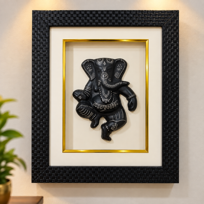 Lord Ganesha Silver Inlay Photo Frame – Handcrafted Wall Décor thumbnail 2