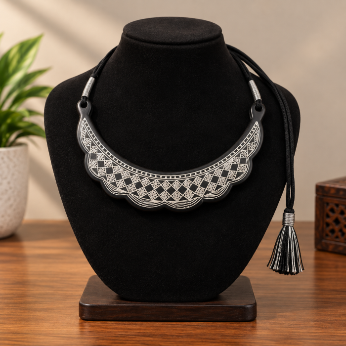 Silver Inlay Choker Necklace – Traditional Handcrafted Jewellery thumbnail 3