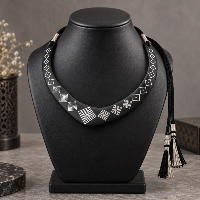 Traditional Silver Inlay Choker – Handcrafted Jewellery thumbnail 3