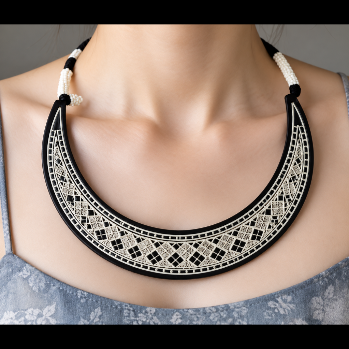 Heritage Silver Inlay Choker Necklace – Handcrafted Jewellery thumbnail 2