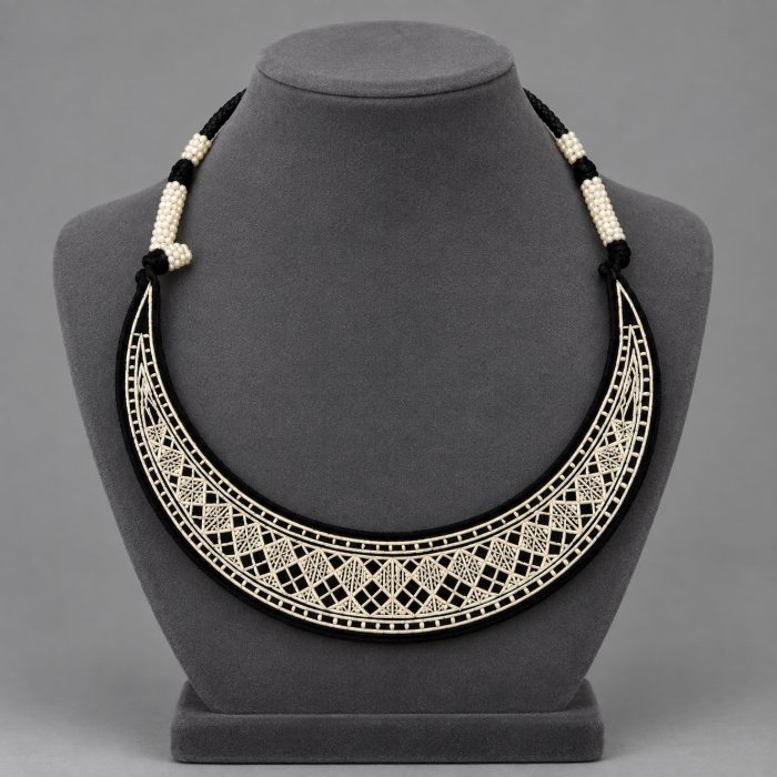 Heritage Silver Inlay Choker Necklace – Handcrafted Jewellery thumbnail 3