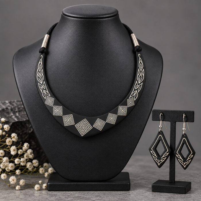 Royal Silver Inlay Choker – Handcrafted Heritage Jewellery thumbnail 2
