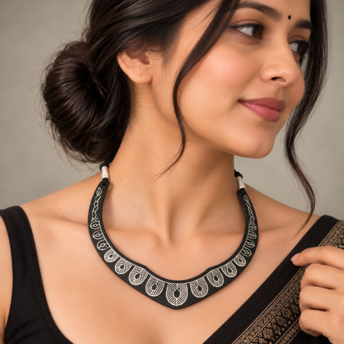 Handcrafted Silver Inlay Choker – Traditional Heritage Jewellery thumbnail 2